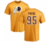 NFL Nike Washington Redskins #95 Da'Ron Payne Gold Name & Number Logo T-Shirt