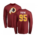 NFL Nike Washington Redskins #95 Da'Ron Payne Maroon Name & Number Logo Long Sleeve T-Shirt