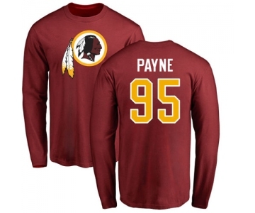 NFL Nike Washington Redskins #95 Da'Ron Payne Maroon Name & Number Logo Long Sleeve T-Shirt