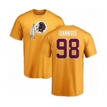 NFL Nike Washington Redskins #98 Matt Ioannidis Gold Name & Number Logo T-Shirt