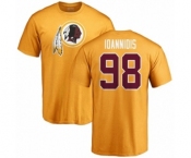 NFL Nike Washington Redskins #98 Matt Ioannidis Gold Name & Number Logo T-Shirt