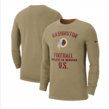 Washington Redskins Team Logo Long Sleeve Football T-Shirt - Khaki