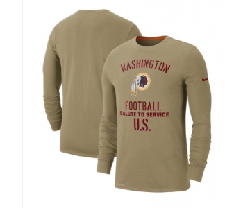 Washington Redskins Team Logo Long Sleeve Football T-Shirt - Khaki