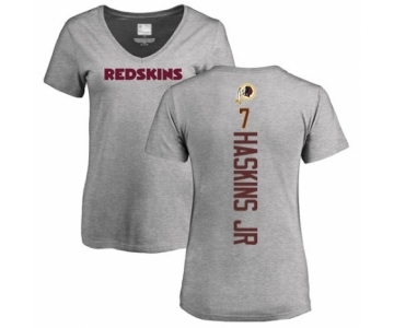 Football Women Washington Redskins #7 Dwayne Haskins Ash Backer T-Shirt