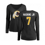 Football Women Washington Redskins #7 Dwayne Haskins Black Name & Number Logo Long Sleeve T-Shirt