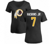 Football Women Washington Redskins #7 Dwayne Haskins Black Name & Number Logo T-Shirt