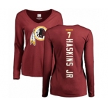 Football Women Washington Redskins #7 Dwayne Haskins Maroon Backer Long Sleeve T-Shirt