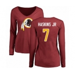 Football Women Washington Redskins #7 Dwayne Haskins Maroon Name & Number Logo Long Sleeve T-Shirt