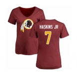 Football Women Washington Redskins #7 Dwayne Haskins Maroon Name & Number Logo T-Shirt