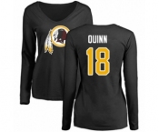 Football Women's Washington Redskins #18 Trey Quinn Black Name & Number Logo Long Sleeve T-Shirt