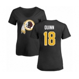 Football Women's Washington Redskins #18 Trey Quinn Black Name & Number Logo T-Shirt