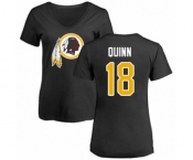 Football Women's Washington Redskins #18 Trey Quinn Black Name & Number Logo T-Shirt