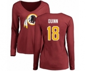 Football Women's Washington Redskins #18 Trey Quinn Maroon Name & Number Logo Long Sleeve T-Shirt