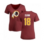 Football Women's Washington Redskins #18 Trey Quinn Maroon Name & Number Logo T-Shirt