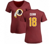 Football Women's Washington Redskins #18 Trey Quinn Maroon Name & Number Logo T-Shirt