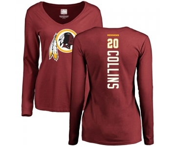 Football Women's Washington Redskins #20 Landon Collins Maroon Backer Long Sleeve T-Shirt