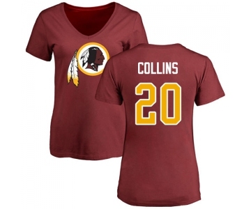 Football Women's Washington Redskins #20 Landon Collins Maroon Name & Number Logo T-Shirt