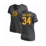 Football Women's Washington Redskins #34 Wendell Smallwood Ash One Color T-Shirt