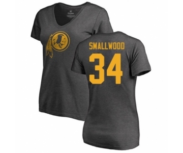 Football Women's Washington Redskins #34 Wendell Smallwood Ash One Color T-Shirt