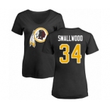 Football Women's Washington Redskins #34 Wendell Smallwood Black Name & Number Logo T-Shirt