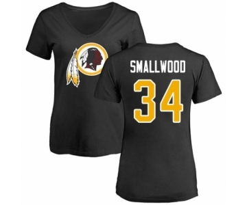 Football Women's Washington Redskins #34 Wendell Smallwood Black Name & Number Logo T-Shirt