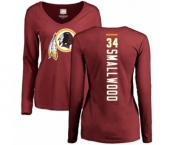 Football Women's Washington Redskins #34 Wendell Smallwood Maroon Backer Long Sleeve T-Shirt