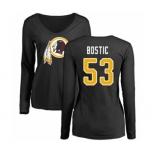 Football Women's Washington Redskins #53 Jon Bostic Black Name & Number Logo Long Sleeve T-Shirt