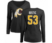 Football Women's Washington Redskins #53 Jon Bostic Black Name & Number Logo Long Sleeve T-Shirt