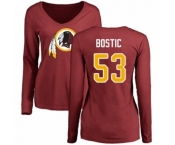 Football Women's Washington Redskins #53 Jon Bostic Maroon Name & Number Logo Long Sleeve T-Shirt