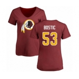 Football Women's Washington Redskins #53 Jon Bostic Maroon Name & Number Logo T-Shirt