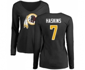 Football Women's Washington Redskins #7 Dwayne Haskins Black Name & Number Logo Long Sleeve T-Shirt