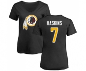 Football Women's Washington Redskins #7 Dwayne Haskins Black Name & Number Logo T-Shirt