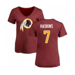 Football Women's Washington Redskins #7 Dwayne Haskins Maroon Name & Number Logo T-Shirt