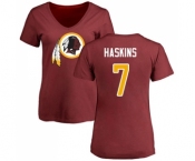 Football Women's Washington Redskins #7 Dwayne Haskins Maroon Name & Number Logo T-Shirt