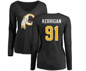 Football Women's Washington Redskins #91 Ryan Kerrigan Black Name & Number Logo Long Sleeve T-Shirt