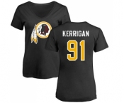 Football Women's Washington Redskins #91 Ryan Kerrigan Black Name & Number Logo T-Shirt