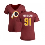 Football Women's Washington Redskins #91 Ryan Kerrigan Maroon Name & Number Logo T-Shirt