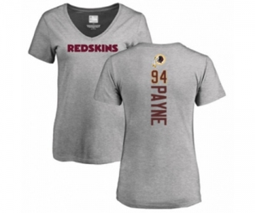 Football Women's Washington Redskins #94 Da'Ron Payne Ash Backer T-Shirt