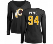 Football Women's Washington Redskins #94 Da'Ron Payne Black Name & Number Logo Long Sleeve T-Shirt