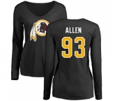 NFL Women's Nike Washington Redskins #93 Jonathan Allen Black Name & Number Logo Long Sleeve T-Shirt