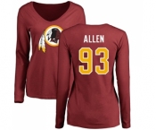 NFL Women's Nike Washington Redskins #93 Jonathan Allen Maroon Name & Number Logo Long Sleeve T-Shirt