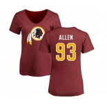 NFL Women's Nike Washington Redskins #93 Jonathan Allen Maroon Name & Number Logo T-Shirt