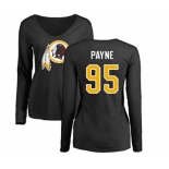 NFL Women's Nike Washington Redskins #95 Da'Ron Payne Black Name & Number Logo Long Sleeve T-Shirt