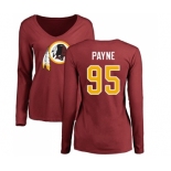 NFL Women's Nike Washington Redskins #95 Da'Ron Payne Maroon Name & Number Logo Long Sleeve T-Shirt