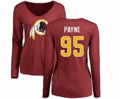 NFL Women's Nike Washington Redskins #95 Da'Ron Payne Maroon Name & Number Logo Long Sleeve T-Shirt