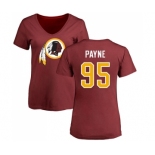 NFL Women's Nike Washington Redskins #95 Da'Ron Payne Maroon Name & Number Logo T-Shirt