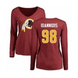 NFL Women's Nike Washington Redskins #98 Matt Ioannidis Maroon Name & Number Logo Long Sleeve T-Shirt