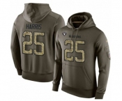 Football Men's Oakland Raiders #25 Erik Harris Green Salute To Service Pullover Hoodie