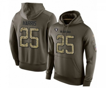 Football Men's Oakland Raiders #25 Erik Harris Green Salute To Service Pullover Hoodie