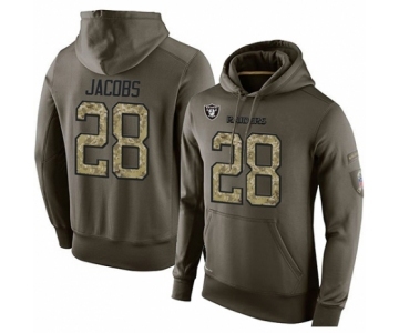 Football Men's Oakland Raiders #28 Josh Jacobs Green Salute To Service Pullover Hoodie